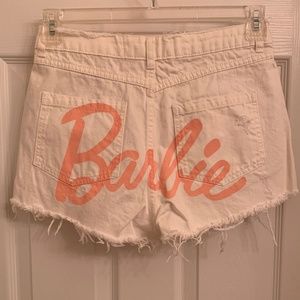 Misguided x Barbie white denim shorts